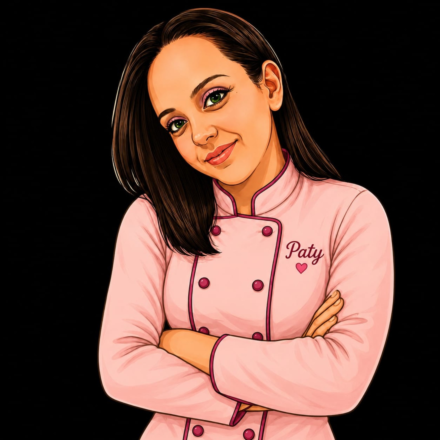 Avatar da Paty, confeiteira com uniforme rosa